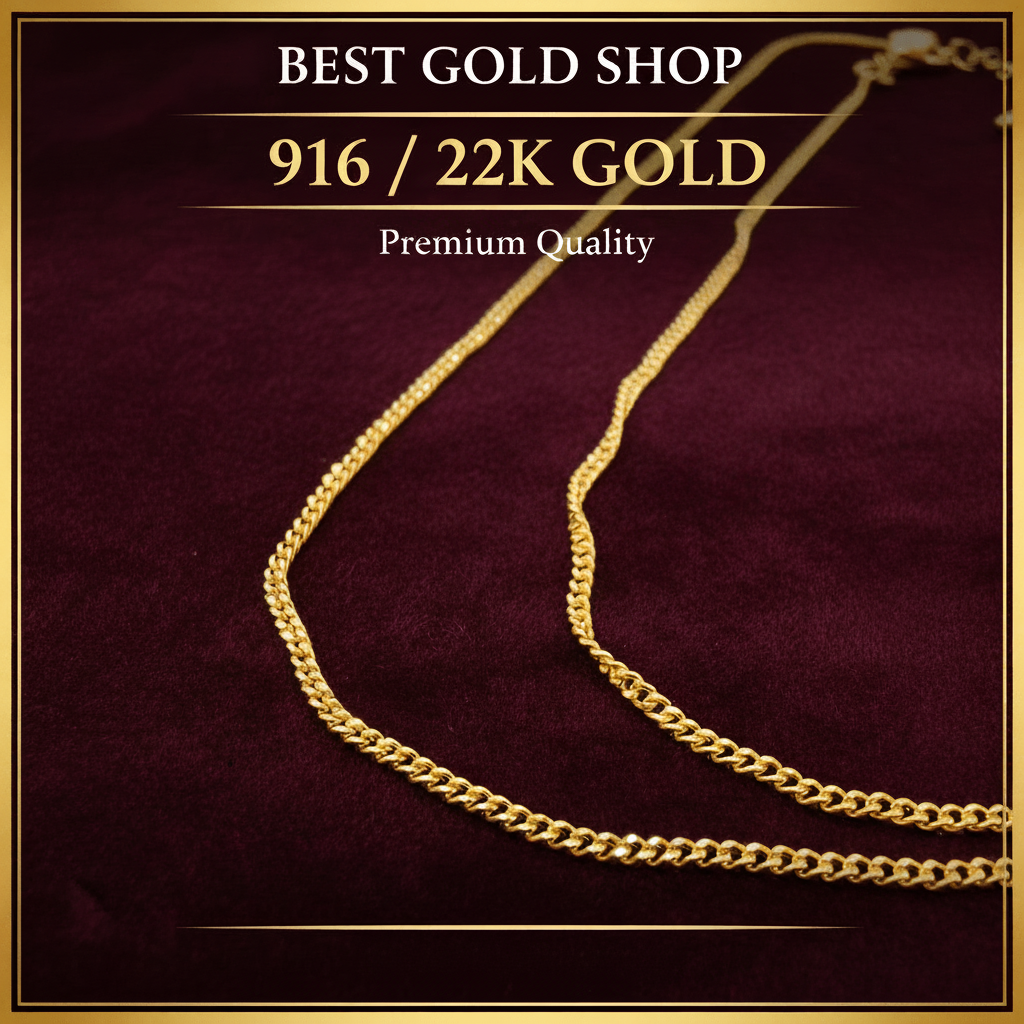 916 / 22K Gold Flat Curb Necklace – Evergreen DesignNecklacesBest Gold Shop