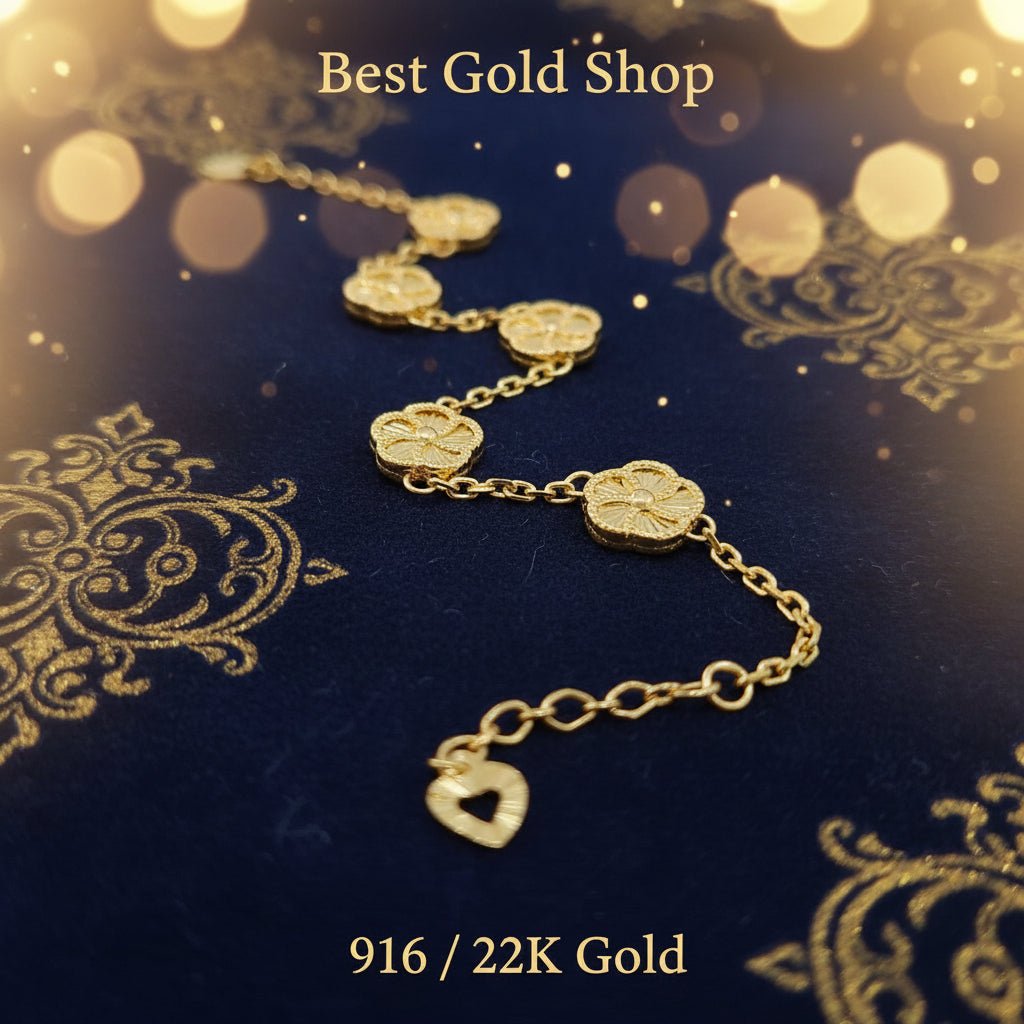 916 Gold (22K) Fancy Wan Zi Flower BraceletBraceletsBest Gold Shop