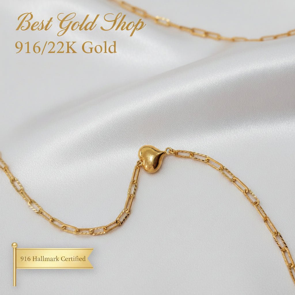 916 Gold Bracelet Clip design with HeartBraceletsBest Gold Shop