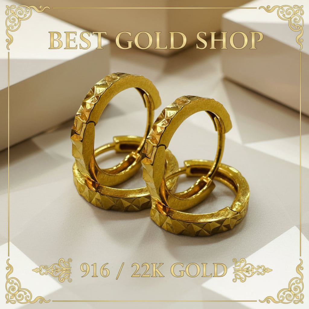 916 Gold Cutting Clip Earring Italy DesignEarringsBest Gold Shop