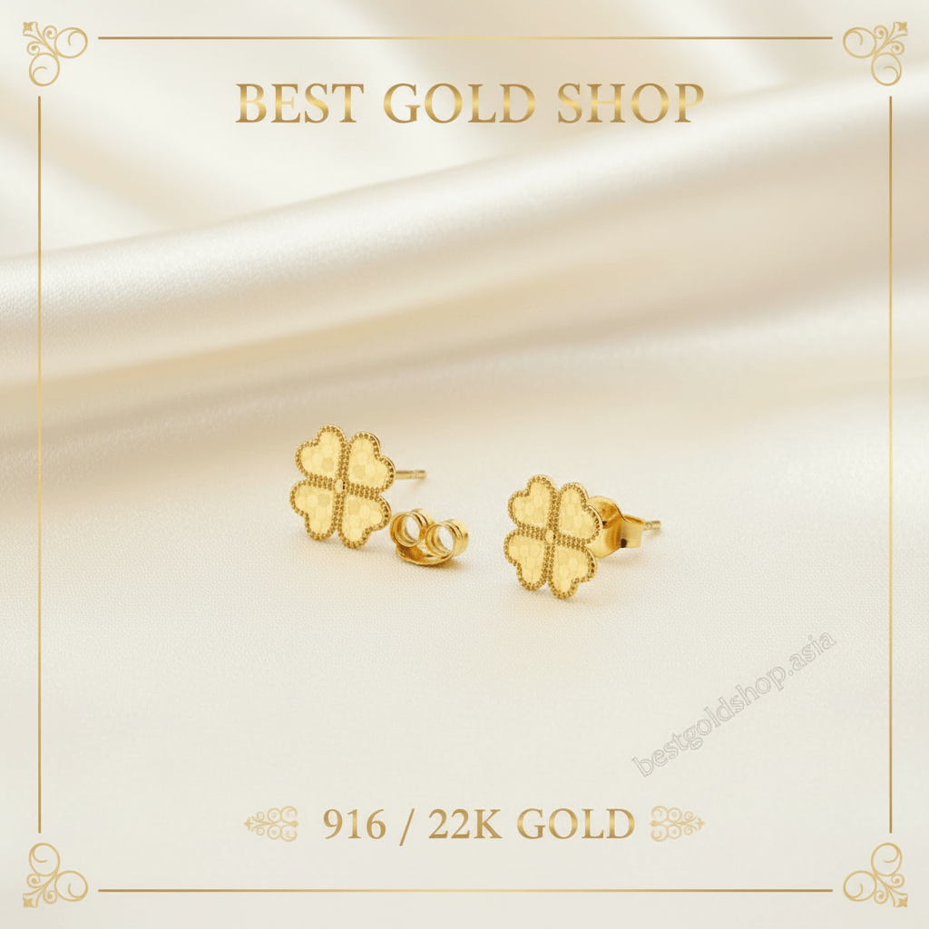 916 Gold Earring Sui Sui Bing Clover EarringEarringsBest Gold Shop
