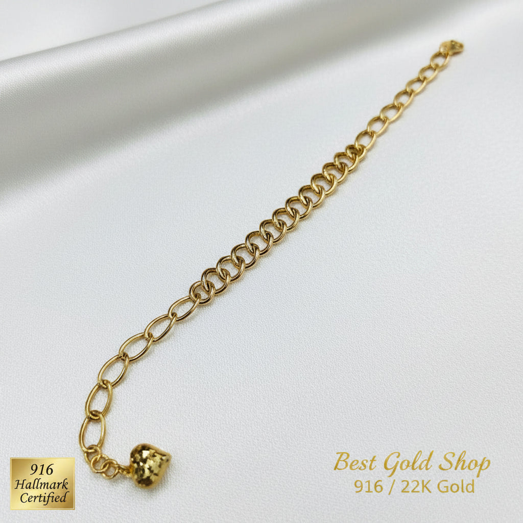 916 Gold Fancy Link Chain Dual Design BraceletBraceletsBest Gold Shop