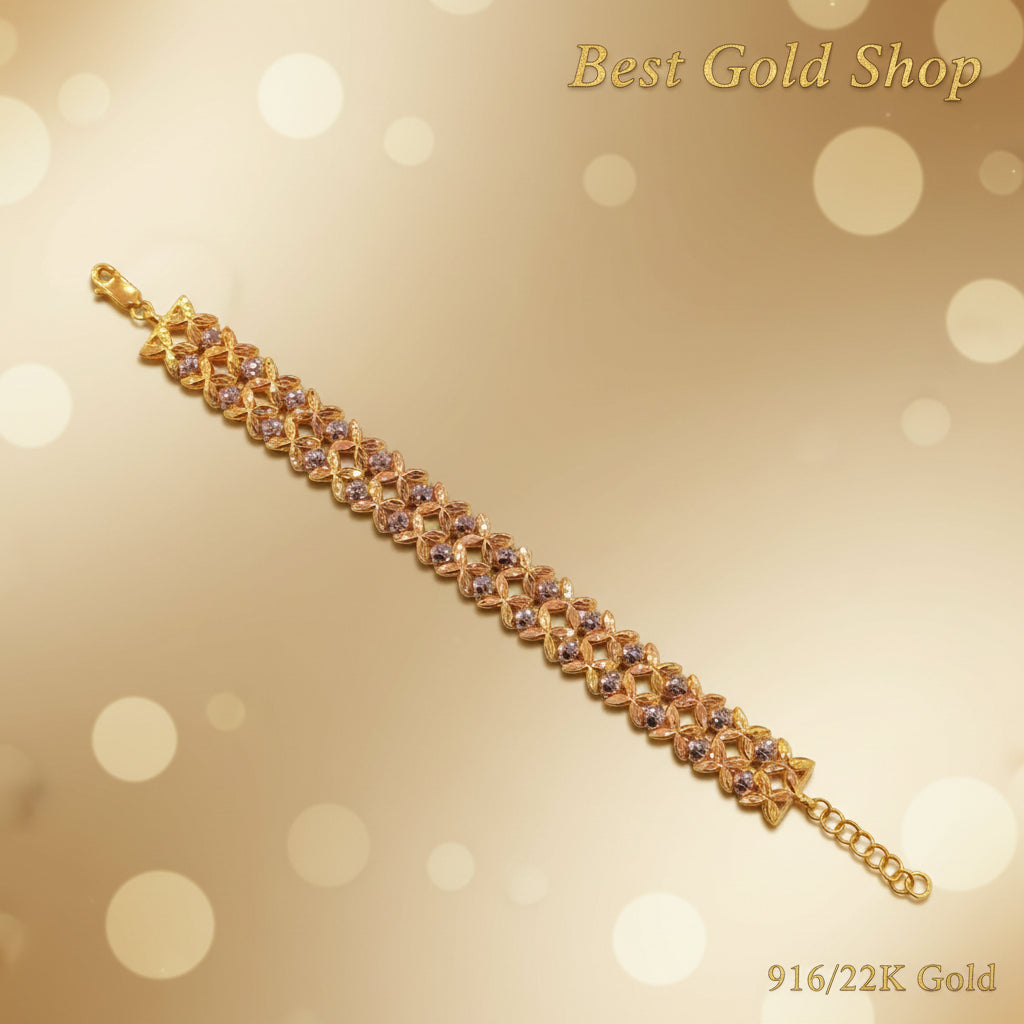 916 Gold Flower Bracelet – 2 Tone Shiny and ElegantBraceletsBest Gold Shop