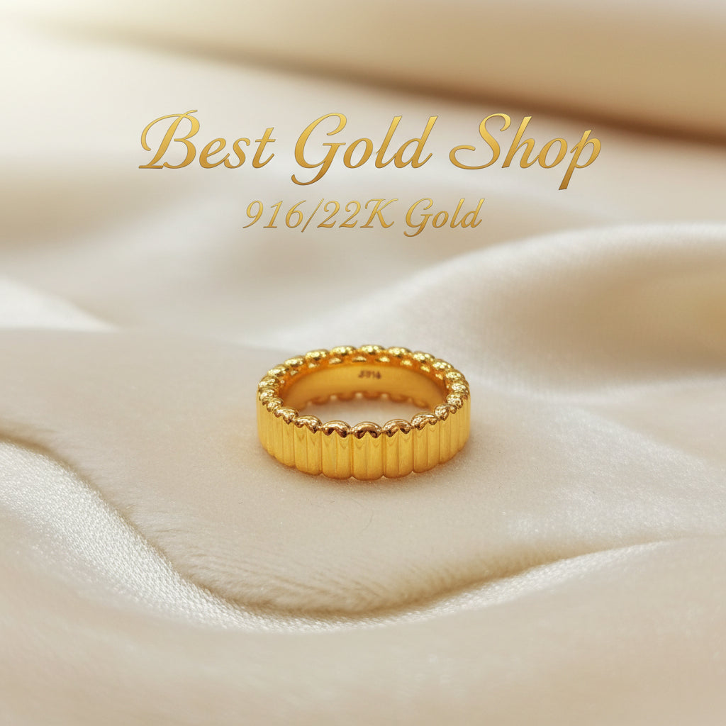 916 Gold Grooved Band Ring - Light WeightRingsBest Gold Shop
