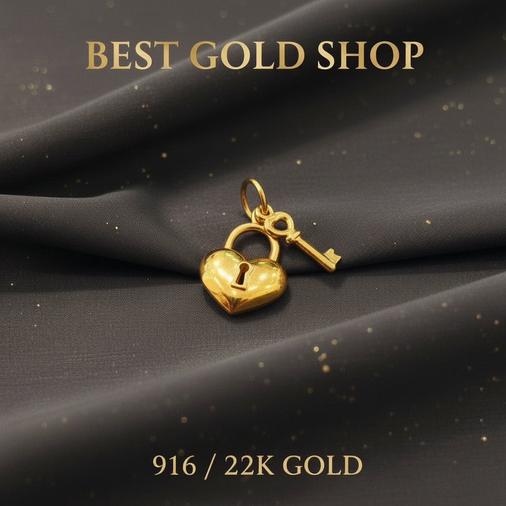 916 Gold Heart Lock with Key PendantCharms & PendantsBest Gold Shop
