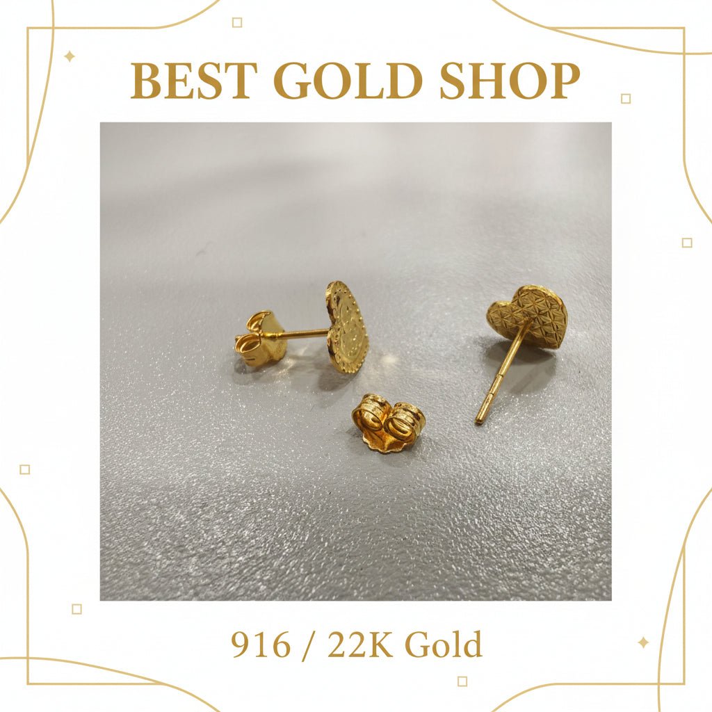 916 Gold Heart Sui Sui Bing EarringEarringsBest Gold Shop