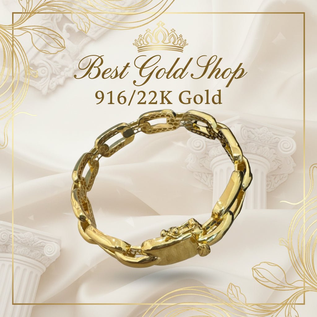916 Gold (22K) Hollow Link Bangle Version 2: Modern Structural Elegance Jewelry for WomenBest Gold Shop