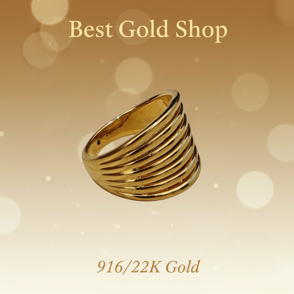 916 Gold (22K) Double Heart Feather Light Ring for WomenRingsBest Gold Shop