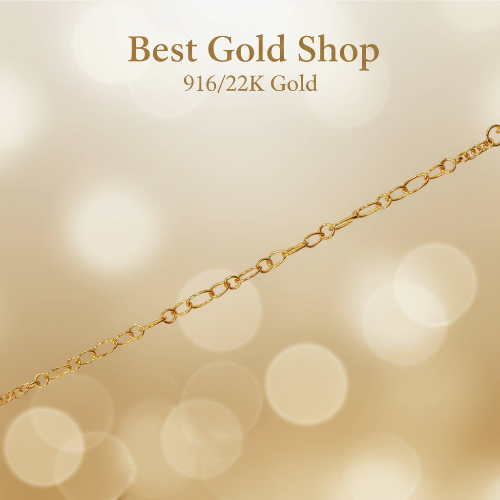 916 Gold Link Bracelet - Light Weight and simpleBraceletsBest Gold Shop
