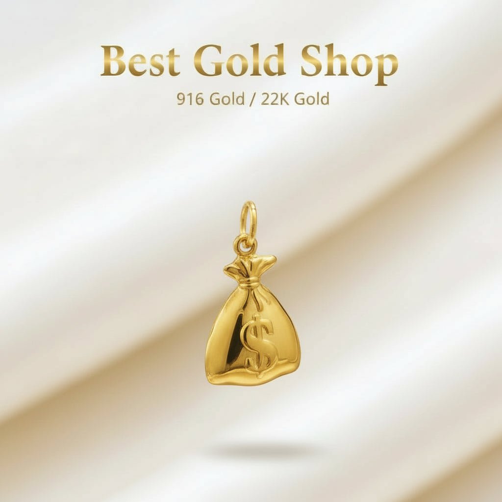 916 Gold Money Bag Pendant with Dollar SignCharms & PendantsBest Gold Shop