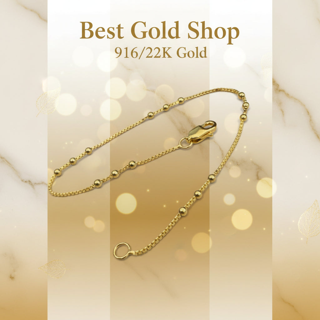 916 Gold (22K) Slim Bead Minimalist High - Shine Collection Bracelet for WomenBraceletsBest Gold Shop