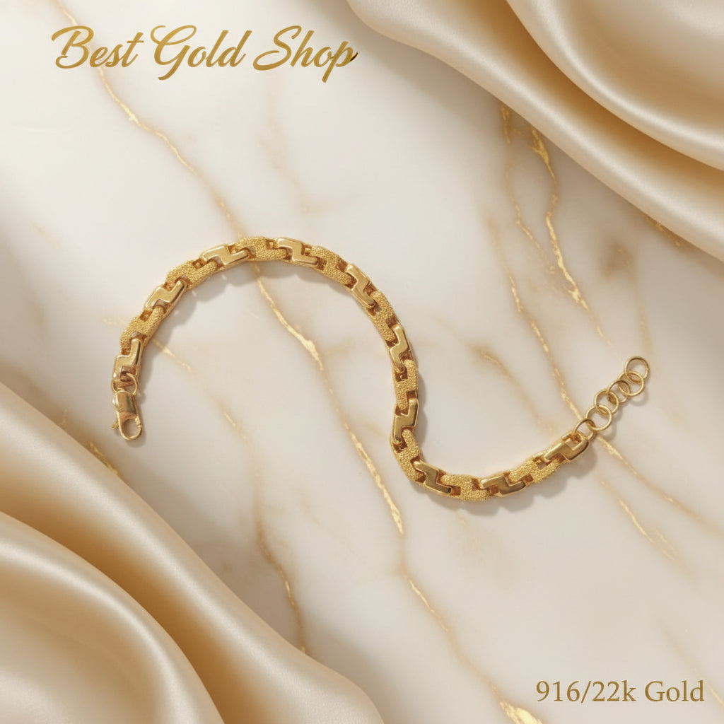 916 Gold Solid Bold Sandy Wanzi BraceletBraceletsBest Gold Shop