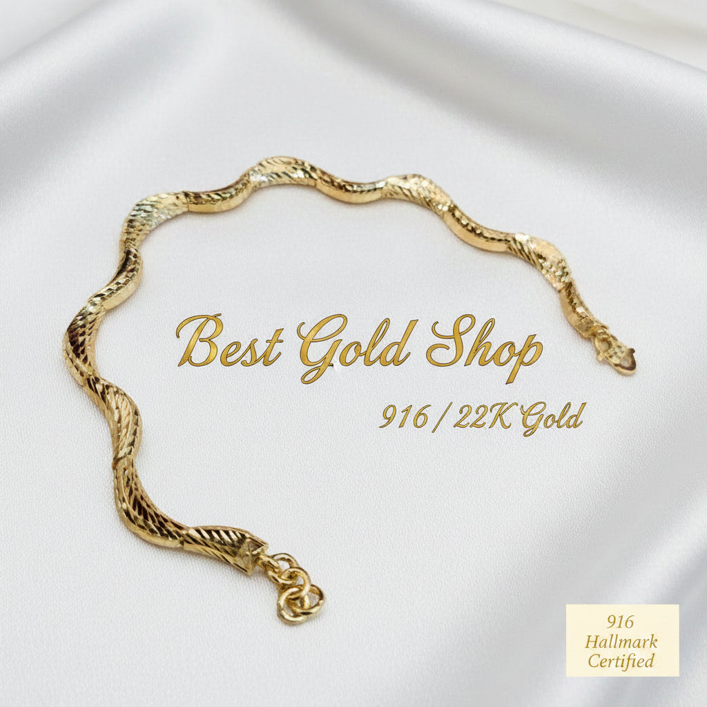 916 Gold Wavy Bracelet | New Design ElegantBraceletsBest Gold Shop