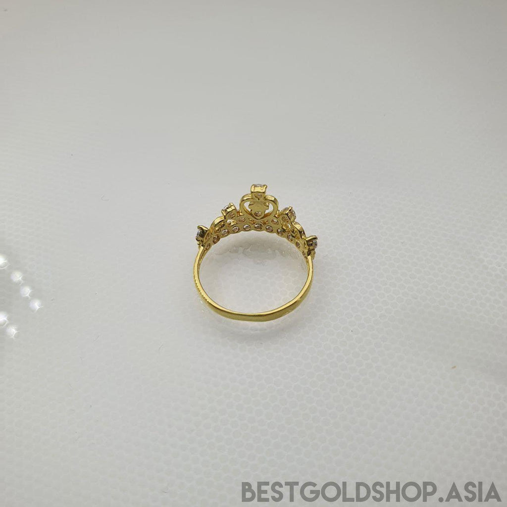 22k / 916 Gold Crown with Crystal Ring V2-Rings-Best Gold Shop