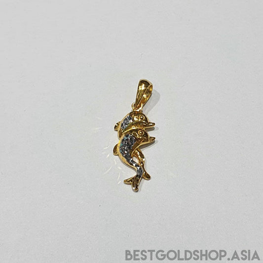 22k / 916 Gold Dolphin Pendant 2 Colour-916 gold-Best Gold Shop