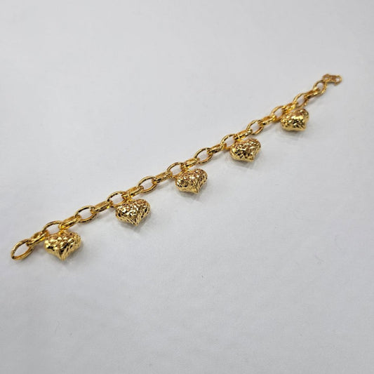 22k / 916 Gold Anchor Dangling Heart Bracelet - Best Gold Shop 22k gold 22k gold bracelet 916 gold Bracelets