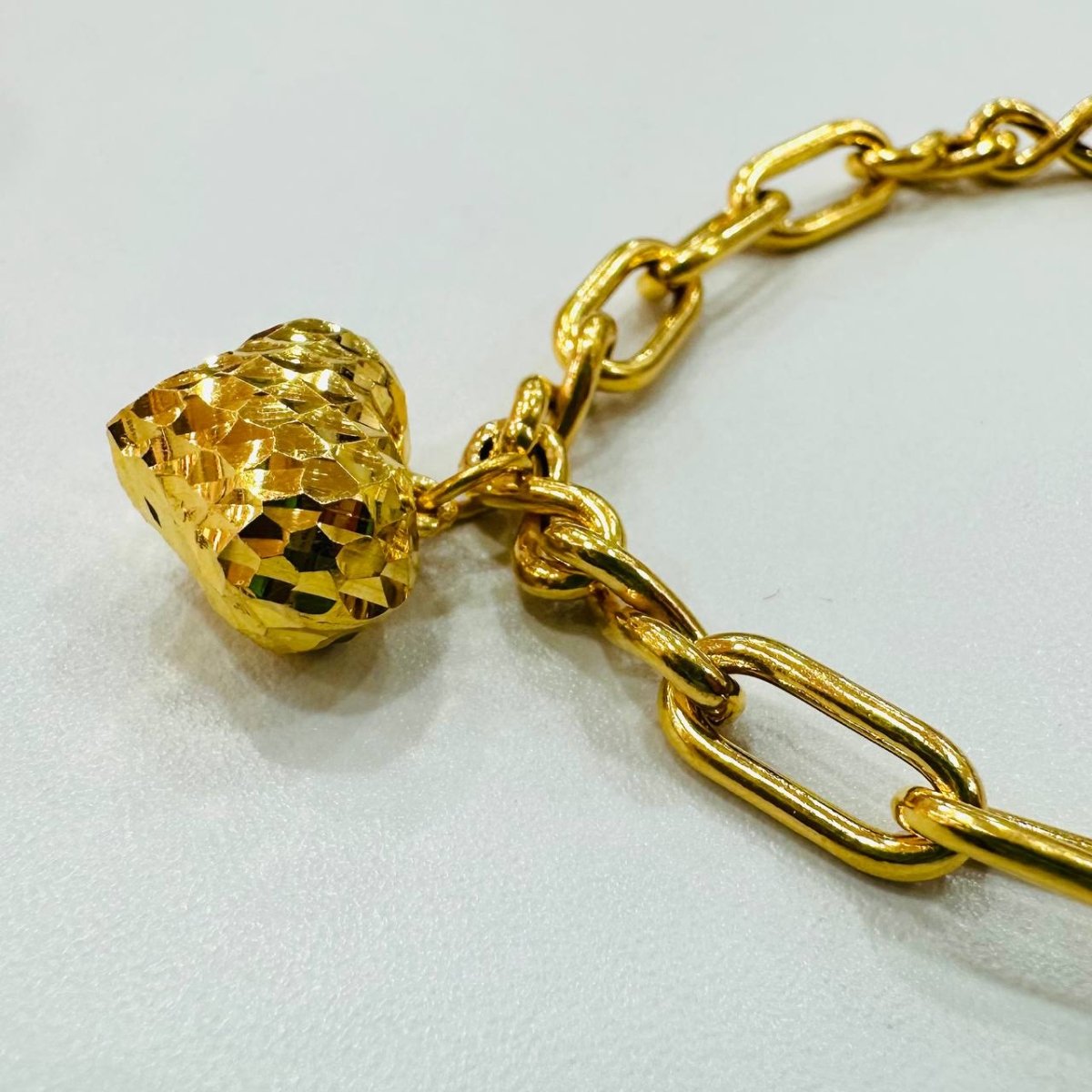 22k / 916 Gold Anchor Infinity Bracelet with Dangling Heart - Best Gold Shop 22k gold 22k gold bracelet 916 gold Bracelets