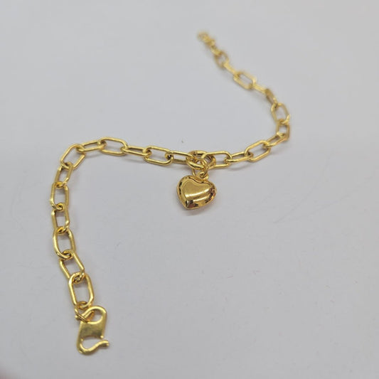 22k / 916 Gold Anchor Link Bracelet with Dangling Heart Light Weight - Best Gold Shop 22k gold 22k gold bracelet 916 gold Bracelets