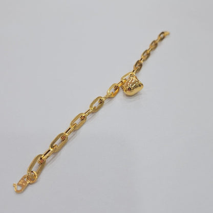 22k / 916 Gold Anchor Link Dangling Heart Bracelet, Light and Bold - Best Gold Shop 22k gold 22k gold bracelet 916 gold Bracelets