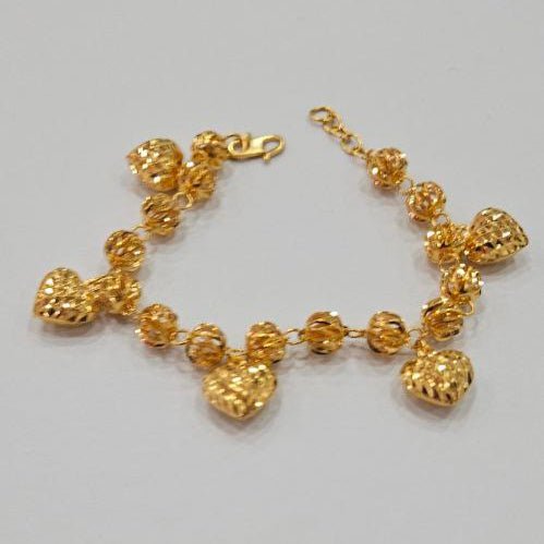 22k / 916 Gold Ball Dangling Heart Bracelet by Best Gold Shop - Best Gold Shop 22k gold 22k gold bracelet 916 gold Bracelets