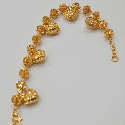 22k / 916 Gold Ball Dangling Heart Bracelet by Best Gold Shop - Best Gold Shop 22k gold 22k gold bracelet 916 gold Bracelets