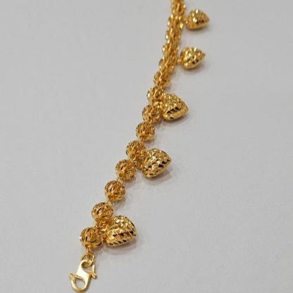 22k / 916 Gold Ball Dangling Heart Bracelet by Best Gold Shop - Best Gold Shop 22k gold 22k gold bracelet 916 gold Bracelets