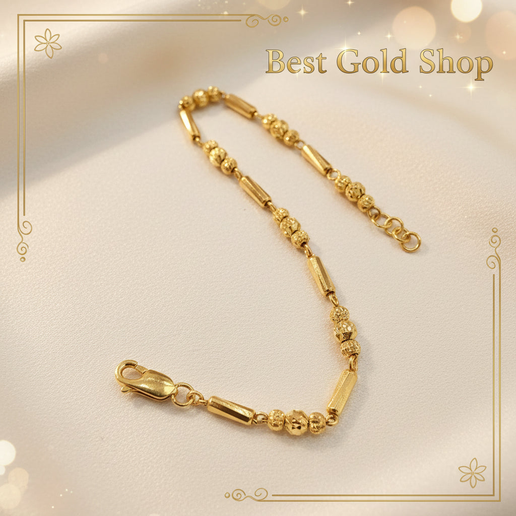 22k / 916 Gold Bead with Bar Bracelet V2 - 22k gold 22k gold bracelet 916 gold Bracelets