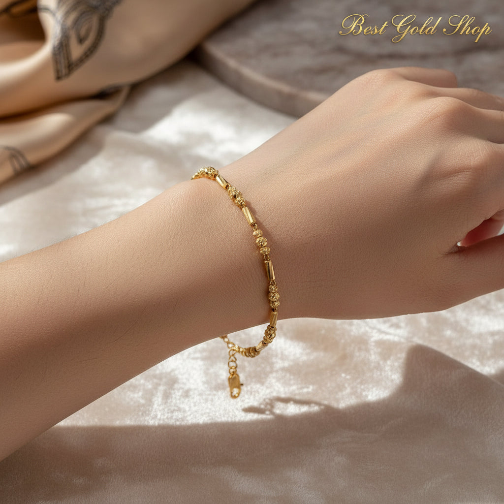 22k / 916 Gold Bead with Bar Bracelet V2 - 22k gold 22k gold bracelet 916 gold Bracelets