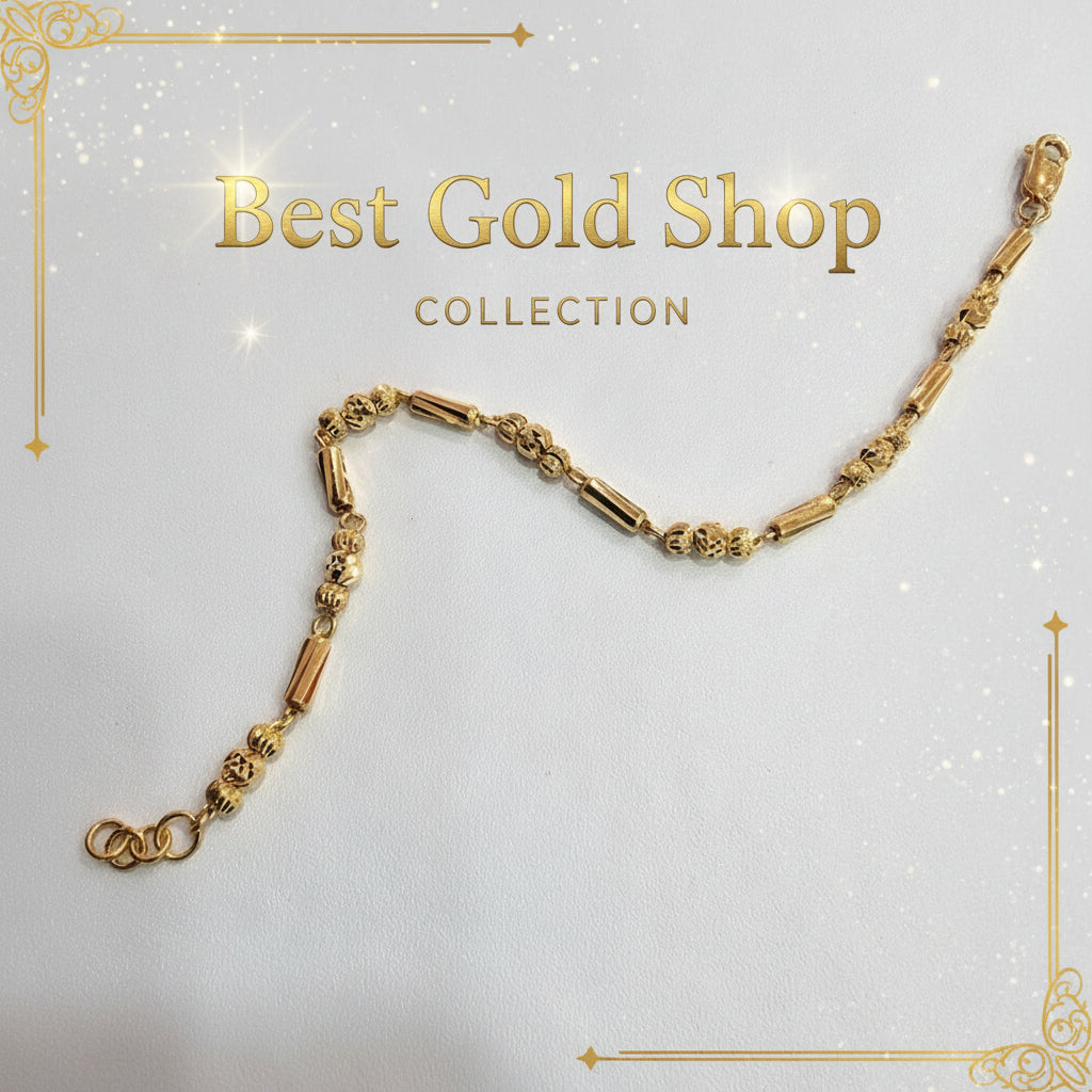 22k / 916 Gold Bead with Bar Bracelet V2 - 22k gold 22k gold bracelet 916 gold Bracelets
