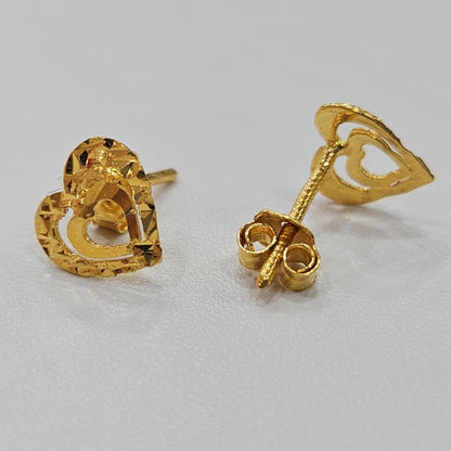 22k / 916 Gold Cutting Heart design Earring - Best Gold Shop 22k gold 22k gold earring 916 gold Earrings