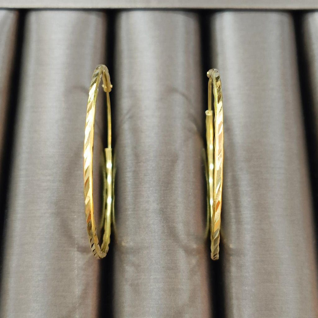 22k / 916 gold Cutting Loop Earring V2-916 gold-Best Gold Shop
