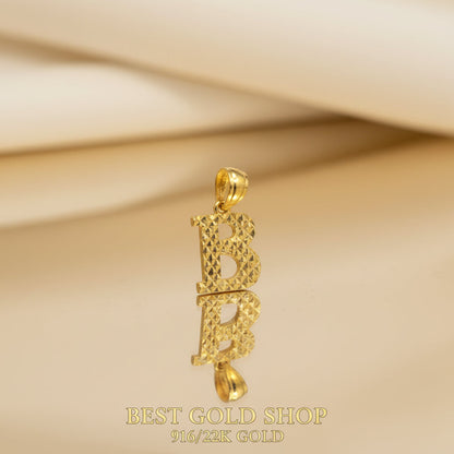 22k / 916 Gold diamond cutting alphabet pendant Simple and Elegant