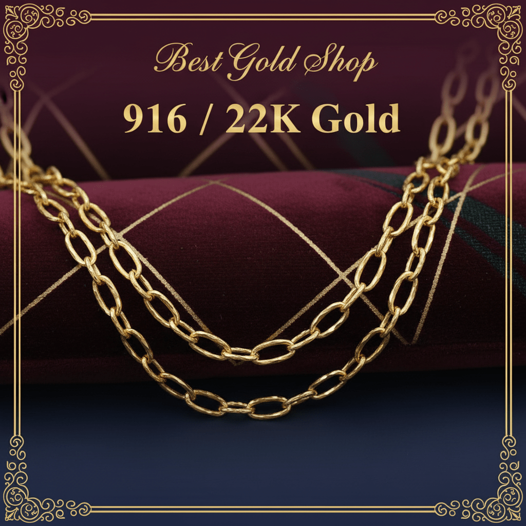 22k / 916 Gold Diamond Cutting Link Necklace by Best Gold ShopBraceletsBest Gold Shop
