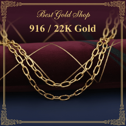 22k / 916 Gold Diamond Cutting Link Necklace by Best Gold ShopBraceletsBest Gold Shop