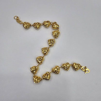 22k / 916 Gold Full Shiny Heart Bracelet Cantik - Best Gold Shop 22k gold 22k gold bracelet 916 gold Bracelets