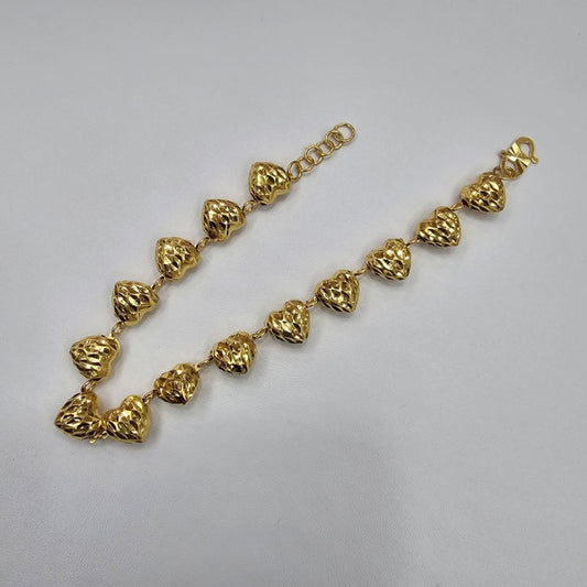 22k / 916 Gold Full Shiny Heart Bracelet Cantik - Best Gold Shop 22k gold 22k gold bracelet 916 gold Bracelets