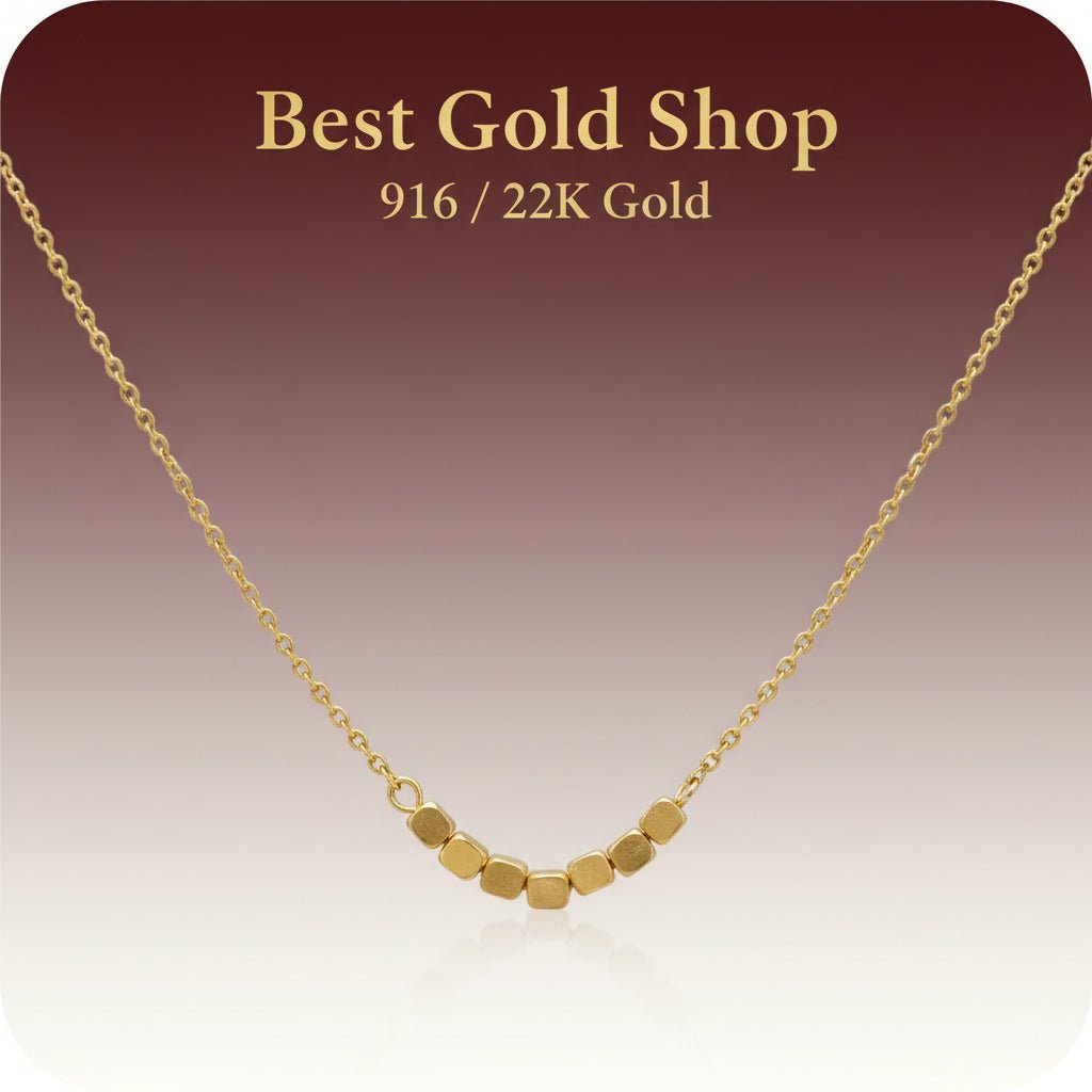 22k / 916 Gold Golden Hex Bead Necklace Simple and ElegantNecklacesBest Gold Shop