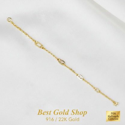 22k / 916 Gold Golden Link Charm Bracelet Simple and ElegantBraceletsBest Gold Shop