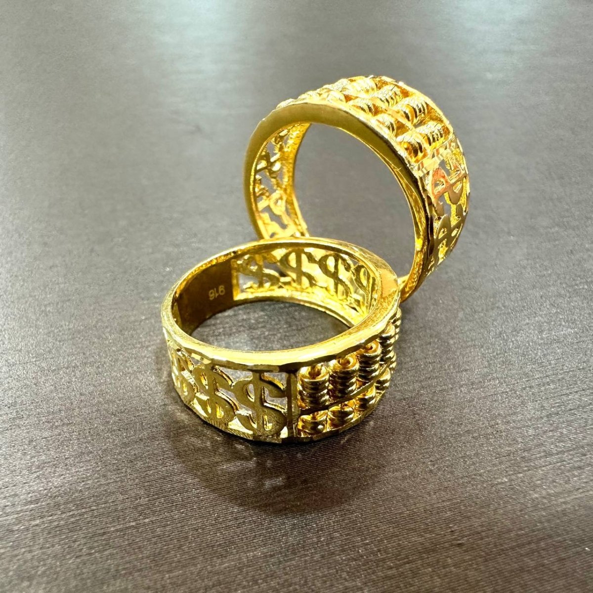 22k / 916 Gold Half Abacus with Dollar sign Ring - Best Gold Shop 22k gold 22k gold ring 916 gold Rings