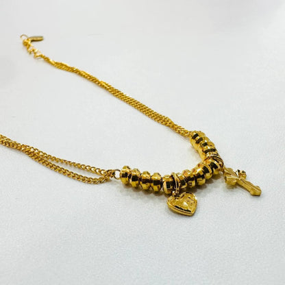 22k / 916 Gold Heart Dangling Bracelet demure and elegant - Best Gold Shop 22k gold 22k gold bracelet 916 gold Bracelets