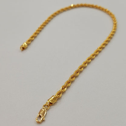 22k / 916 Gold Hollow Rope Anklet Evergreen Design - Best Gold Shop 22k gold 22k gold anklet 916 gold anklet