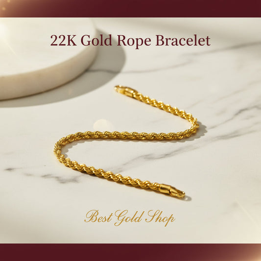 22k / 916 Gold Hollow Rope Bracelet by Best Gold Shop - 22k gold 22k gold bracelet 916 gold Bracelets