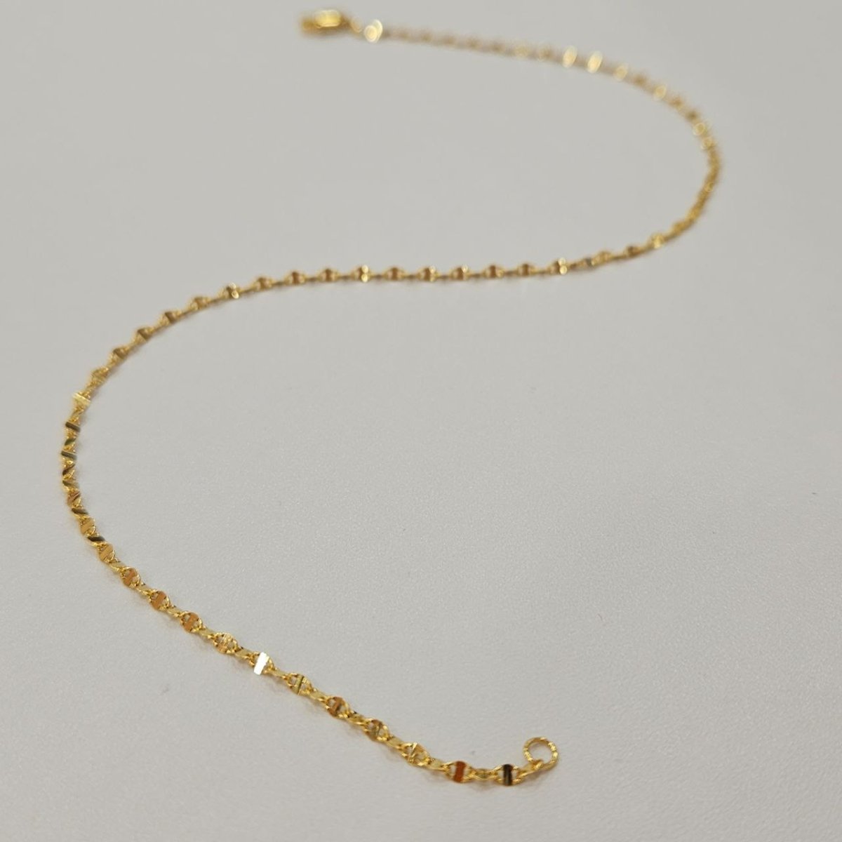 22k / 916 Gold Ingot Design Shiny Anklet Slim and elegant - Best Gold Shop 22k gold 22k gold anklet 916 gold anklet