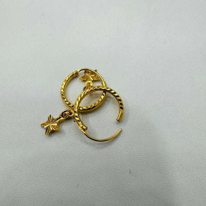 22k / 916 Gold Loop Dangling Star Earring by Best Gold Shop - Best Gold Shop 22k gold 22k gold earring 916 gold Earrings