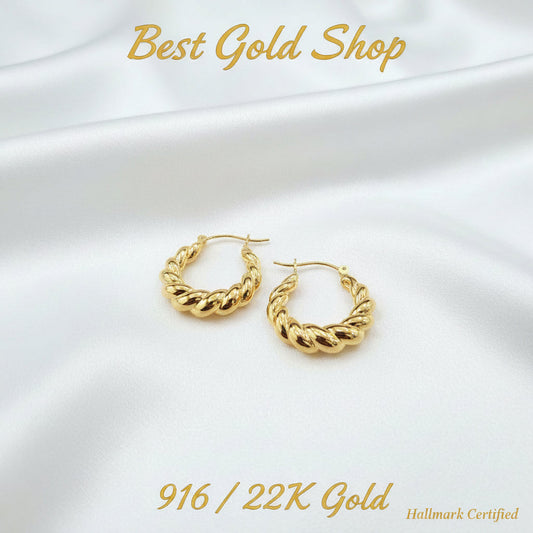 22k / 916 Gold Loop Earring High Polish by Best Gold ShopEarringsBest Gold Shop