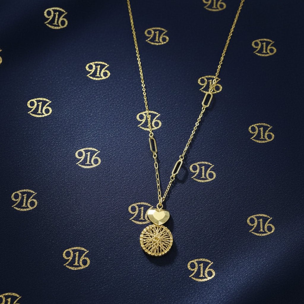 22k / 916 Gold Radiant Heart Medallion Necklace Simple and ElegantNecklacesBest Gold Shop