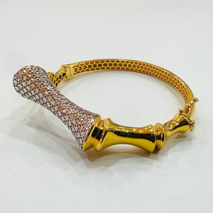 22K / 916 Gold Sculpted Bamboo Bangle – Bold Artistic Design - Best Gold Shop 22k gold 22k gold bangle 916 gold Bracelets