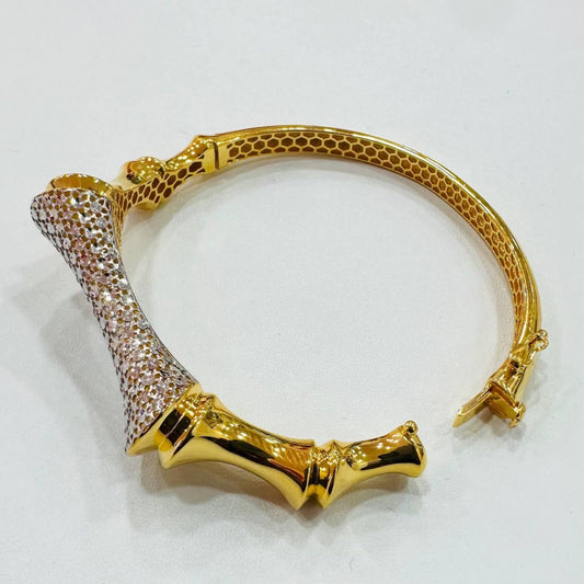 22K / 916 Gold Sculpted Bamboo Bangle – Bold Artistic Design - Best Gold Shop 22k gold 22k gold bangle 916 gold Bracelets