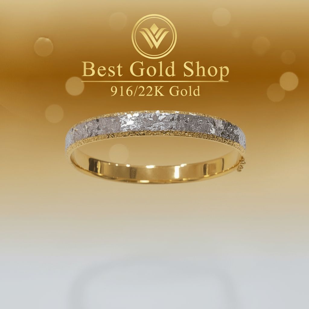 22k / 916 Gold Shimmer Cutting Bangle Elegant 2 toneBraceletsBest Gold Shop