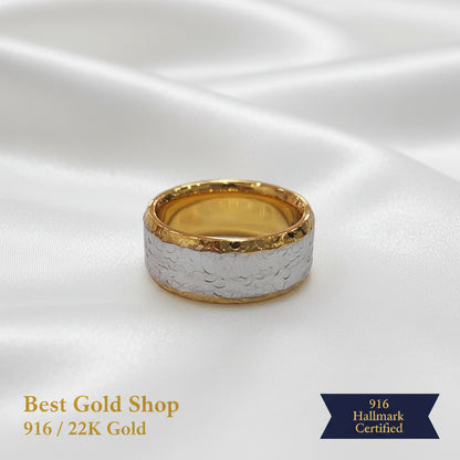 22k / 916 Gold Shimmer Cutting Ring 2 Tone